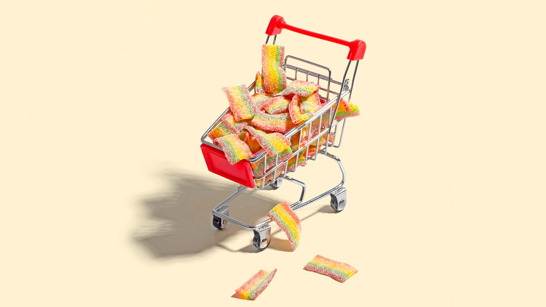 a shopping trolley full of sweets